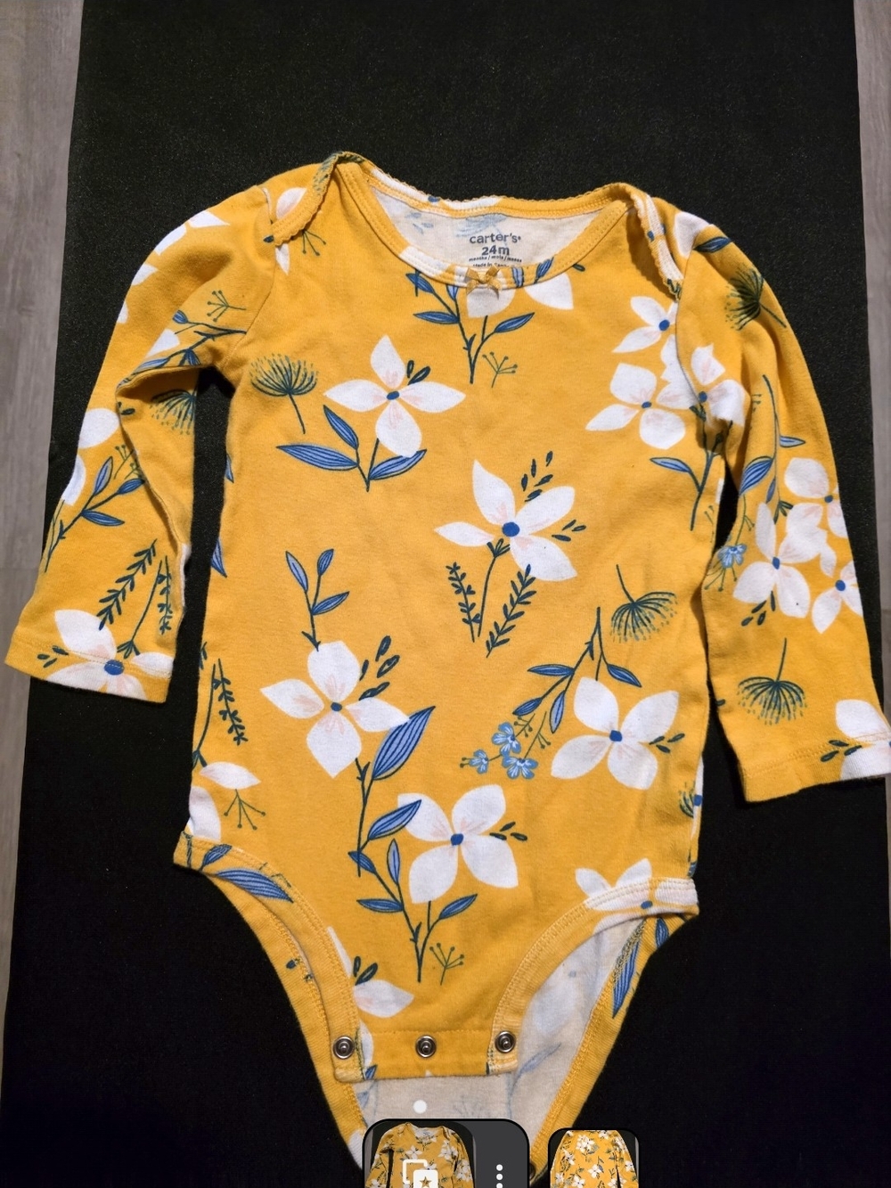 Carter's Mustard Yellow Floral Long-Sleeve One-Piece